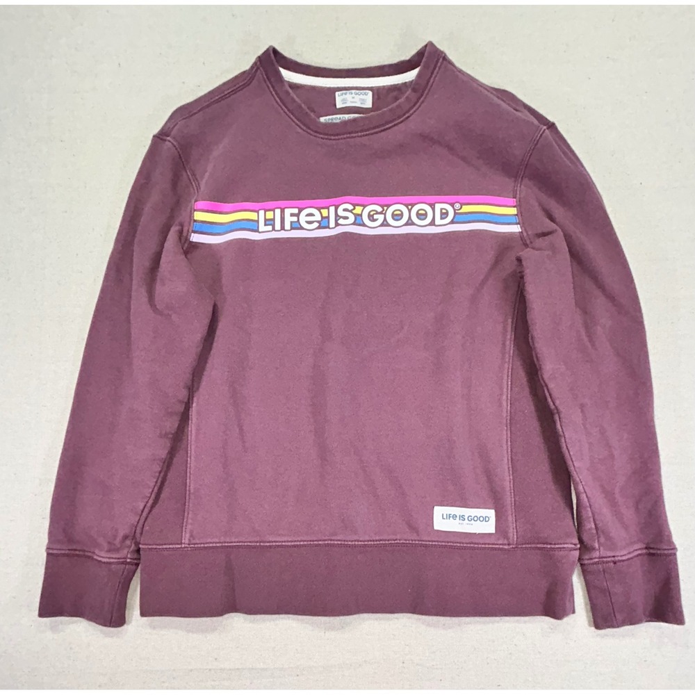 Vintage LIFE IS GOOD Women's‎ Medium Pullover Sweatshirt Crewneck Heavy